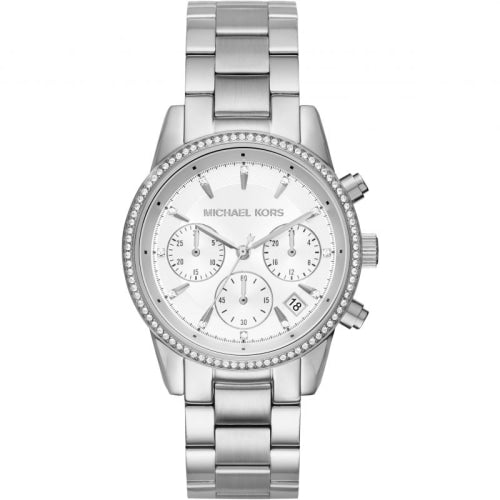 Michael Kors Ritz Ladies Silver Chronograph Watch - MK6428